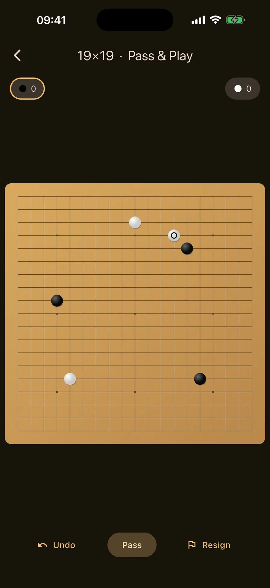 Hoshi Go: Pass-and-play on a full 19×19 board